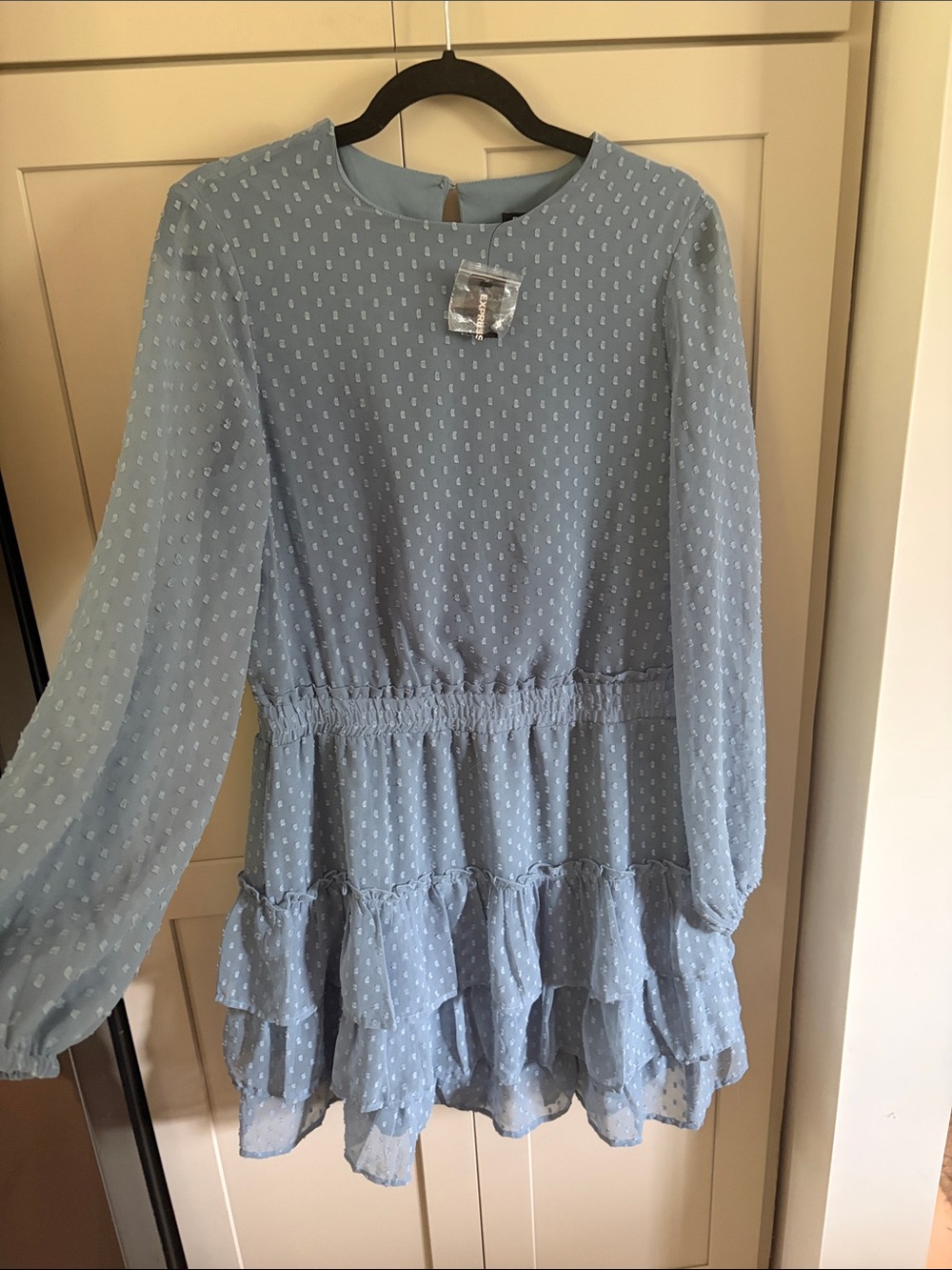 Express Light Blue Tiered Ruffle Dress